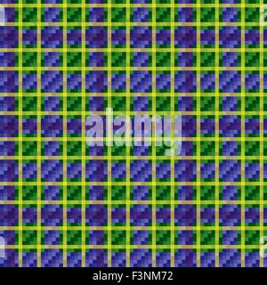 Tartan plaid fabric green checkered texture, seamless pattern Stock Vector