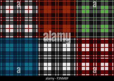 Six seamless checkered vector tartan patterns with different tinctures Stock Vector