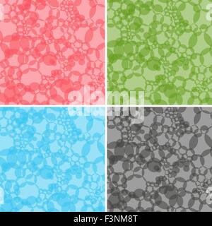 Abstract four different colors seamless vector patterns of translucent spherical bubbles Stock Vector