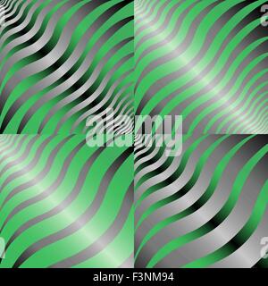 Four simple abstract hand drawing vector patterns in green and gray tints Stock Vector