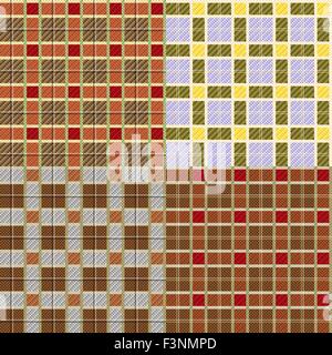 Four seamless checkered vector patterns in various tinctures Stock Vector