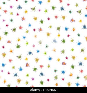 Colourful ornamental stars seamless pattern with white background, vector illustration Stock Vector