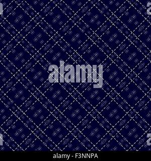 Dark blue seamless mesh vector pattern with diagonal dashed lines Stock Vector