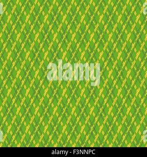 Green and yellow seamless vector pattern with rhombic dashed lines Stock Vector