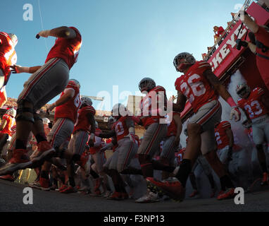 October 10th, 2015: Buckeyes running out of the tunnel before the Maryland Terrapins vs Ohio State Buckeyes game at Ohio Stadium in Columbus, OH. Jason Pohuski/CSM Stock Photo