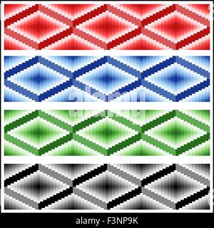 Set of four seamless simple vector patterns in the form of ornamental rhombic strips Stock Vector