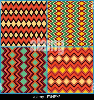 Four different vector seamless ornamental patterns on ethnic motifs in a single file Stock Vector