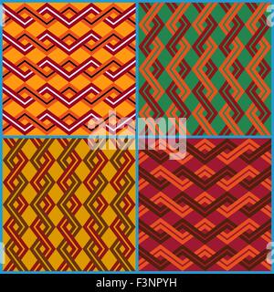 Four different vector seamless ornaments on ethnic motifs in a single file Stock Vector