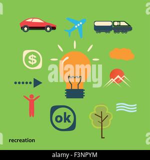 Set icons illustrating journey from idea Stock Vector