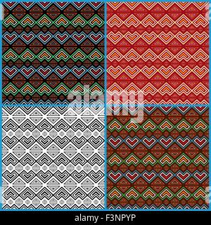 Four different seamless vector ethnic motifs patterns in a single file Stock Vector