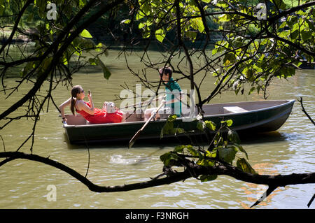 Central Park. The Lake. This lake is located south of the Great Lawn and rented boats to navigate the area. (April 15 to October Stock Photo