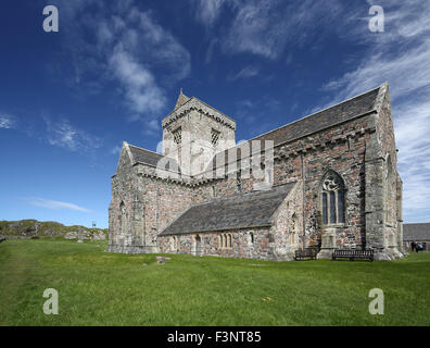 Iona Abbey, Isle of Iona, Scotland was founded by St Columba and his Irish followers in AD 563. Stock Photo