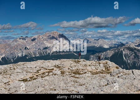 Climbers on the Via Ferrata Gusela (Nuvolau), Dolomites, Italy Stock Photo