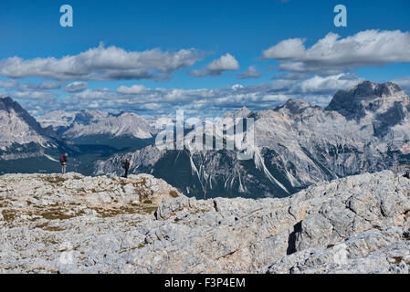 Climbers on the Via Ferrata Gusela (Nuvolau), Dolomites, Italy Stock Photo
