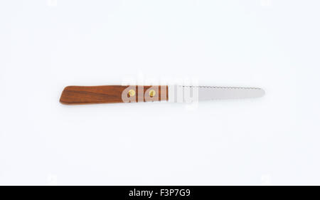 kitchen knife with wooden handle on white background Stock Photo
