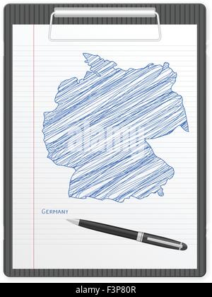 Clipboard with Germany drawing map. Vector illustration. Stock Vector