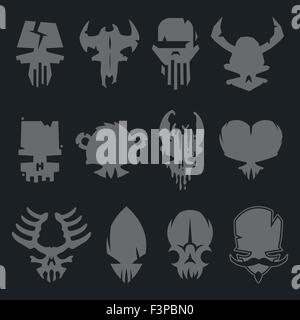 set of scary monsters skull characters for use in design Stock Vector