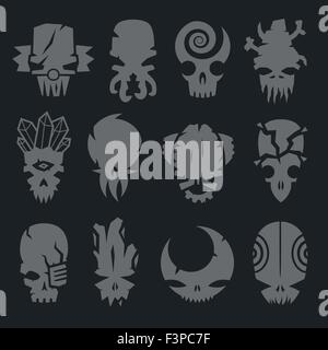 set of scary monsters skull characters for use in design Stock Vector