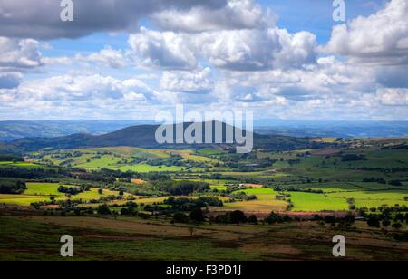 View over Shropshire farmland, Stiperstones, England. Stock Photo