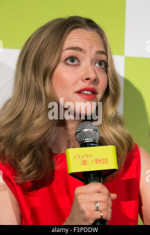 American actress Amanda Seyfried speaks during a stage greeting for the film Fathers and Daughters on October 11, 2015, Tokyo, Japan. The movie was released in the Japanese theaters on October 3rd. © Rodrigo Reyes Marin/AFLO/Alamy Live News Stock Photo