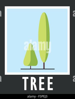 Sign of the two trees on a blue background Stock Vector