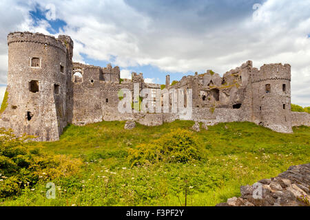The ruins of the 13th century Norman castle at Carew in Pembrokeshire, Wales, UK Stock Photo