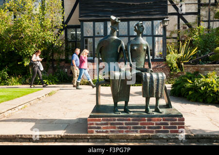 Henry Moore's King and Queen at the Royal Horticultural Society Gardens, Wisley in Surrey. Stock Photo