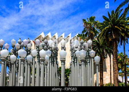 Urban Light scupture outside the Los Angeles County Museum of Art (LACMA) on Wilshire Boulevard in the Miracle Mile district Stock Photo