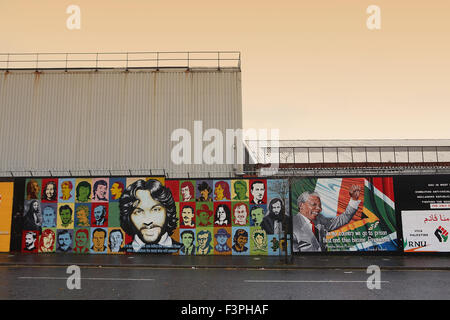 Political republican murals in Northumberland Street.West Belfast,Northern Ireland Stock Photo