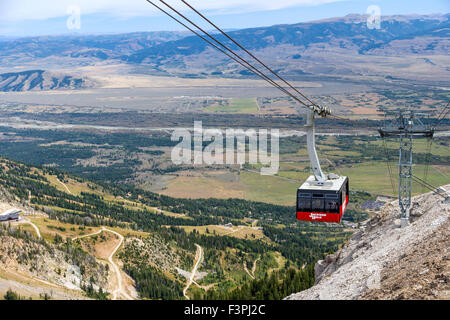 mountaintop visitors jackson tram transports aerial summer hole wyoming resort mountain usa alamy