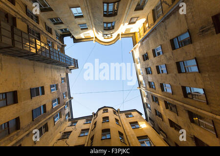 Typical yard of a well in the historical centre of Saint Petersburg, Russia. Stock Photo