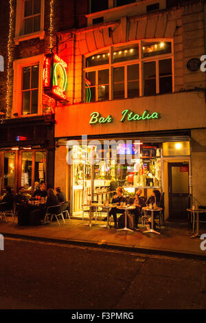 Bar Italia, Frith Street, Soho London. Traditional and famous Italian coffee shop and cafe Stock Photo