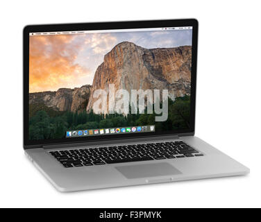 MacBook Pro Retina is a laptop developed by Apple Inc. Stock Photo