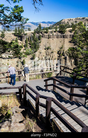 Stairs to overlook platform; Yellowstone River; Grand Canyon of the ...