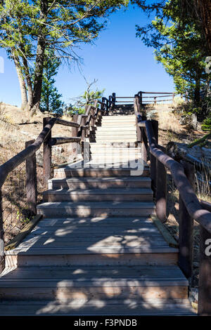 Stairs to overlook platform; Yellowstone River; Grand Canyon of the ...