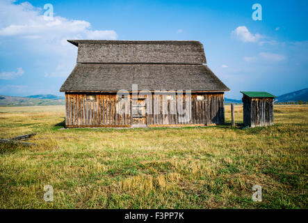 Historic Thomas Murphy barn; Moulton Homestead (c 1910); Mormon Row Historic District; Grand Teton National Park; Wyoming; USA Stock Photo