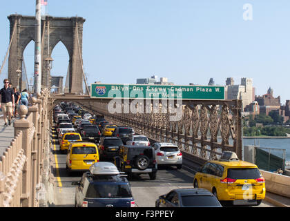Rush hour traffic on  Brooklyn Bridge,Manhattan,New York City,USA.