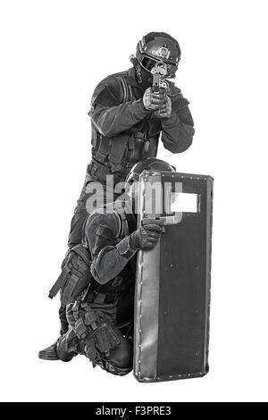 SWAT officers with ballistic shield Stock Photo