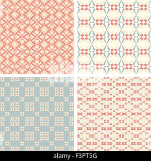 Symmetrical geometric shapes stars squares circles. Fabric pattern Stock Vector