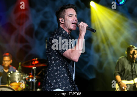 Train performs in North Carolina.   Train is an American rock band from San Francisco, formed in 1993. The band currently consists of Pat Monahan (vocals), Jimmy Stafford (lead guitar), Jerry Becker (rhythm guitar and piano), Hector Maldonado (bass), Drew Shoals (drums), Nikita Houston (backing vocals) and Sakai Smith (backing vocals). Stock Photo