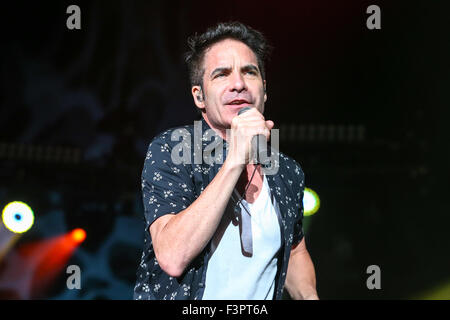 Train performs in North Carolina.   Train is an American rock band from San Francisco, formed in 1993. The band currently consists of Pat Monahan (vocals), Jimmy Stafford (lead guitar), Jerry Becker (rhythm guitar and piano), Hector Maldonado (bass), Drew Shoals (drums), Nikita Houston (backing vocals) and Sakai Smith (backing vocals). Stock Photo