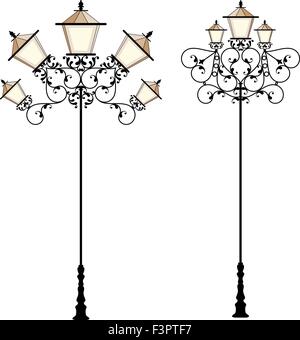 Wrought Iron Street Lamp Post Vector Art Stock Vector