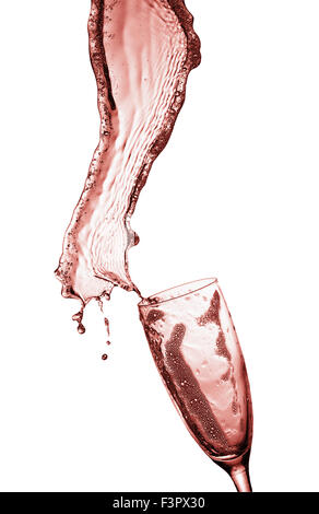 Rose wine splash isolated on the white background. Stock Photo