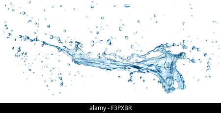 blue water splash isolated on white background. Stock Photo