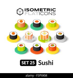 Isometric flat icons set 25 Stock Vector
