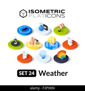 Isometric flat icons set 24 Stock Vector