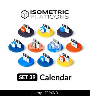 Isometric flat icons set 39 Stock Vector