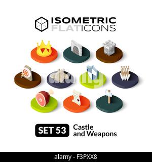 Isometric flat icons set 53 Stock Vector
