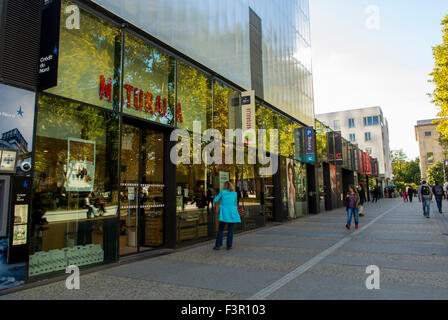 Montreuil, France, Group Teens Walking in Paris Suburbs, Urban Renewal, Suburban Street Scenes, Shopping Center near City Hall, Building Row Shops fronts, Stock Photo
