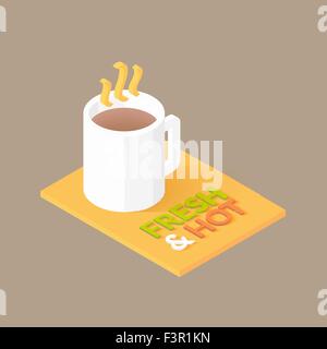 Hot coffee in white cup icon Stock Vector